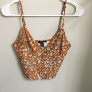 SOLD- Button front floral cropped tank